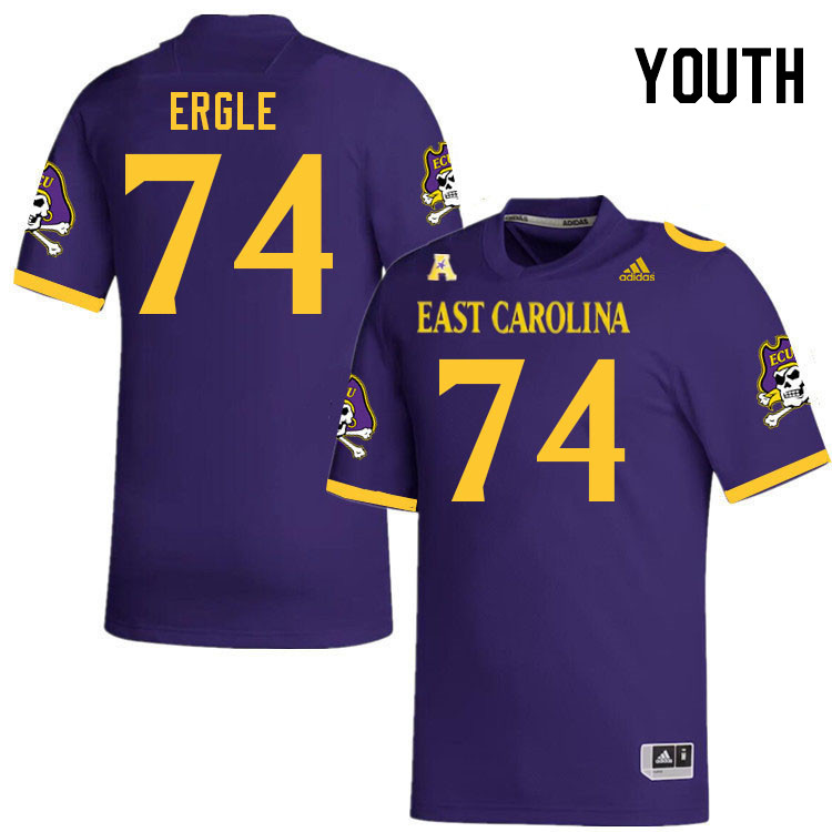 Youth #74 Hampton Ergle ECU Pirates 2023 College Football Jerseys Stitched-Purple